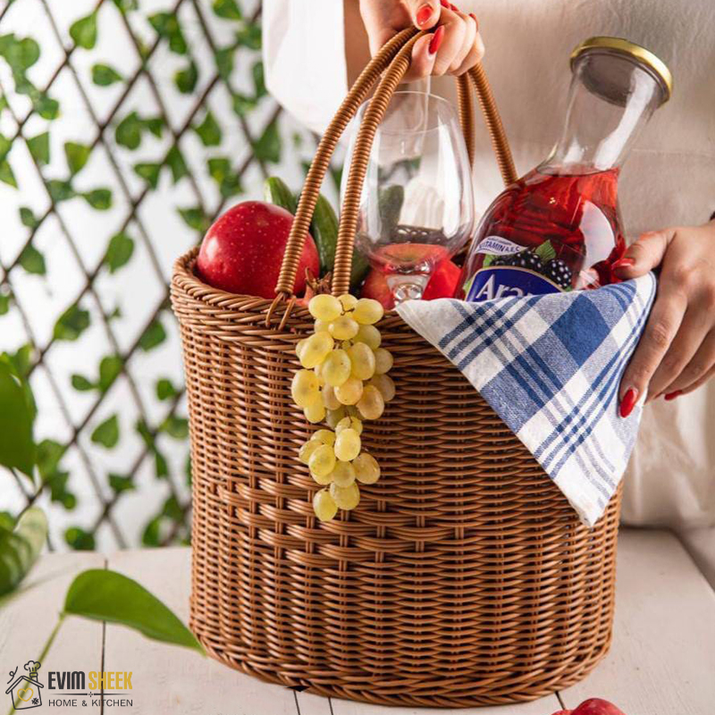 سبد دسته دار طرح حصیر تاپکو