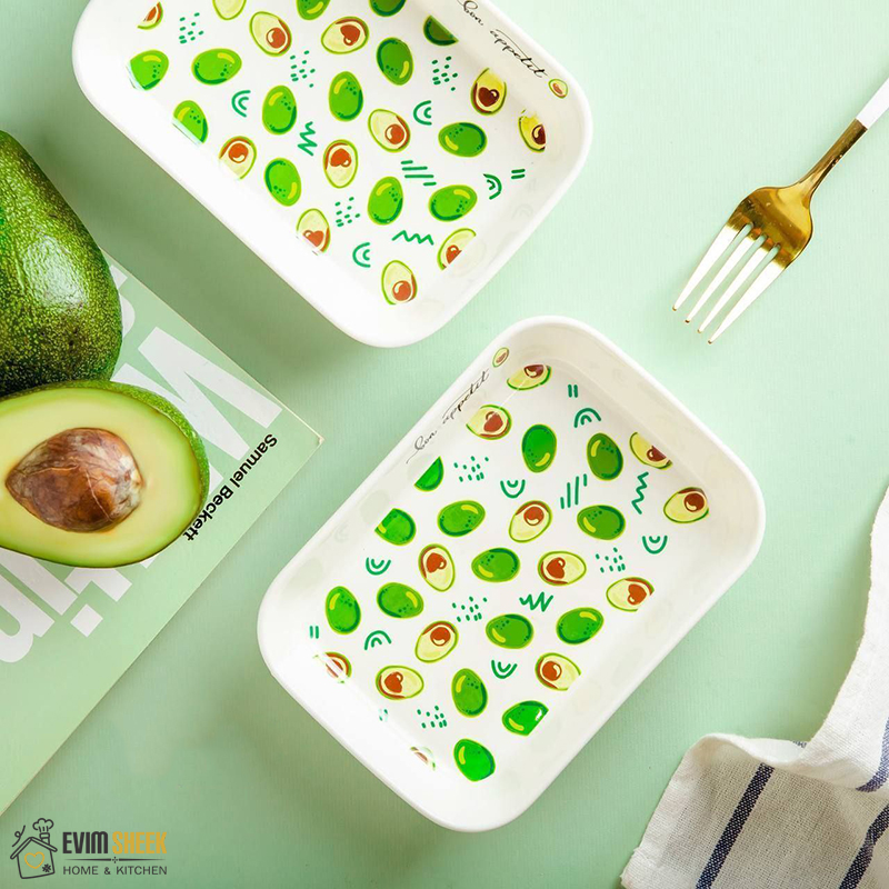 دیس مستطیل سرامیکی طرح دار