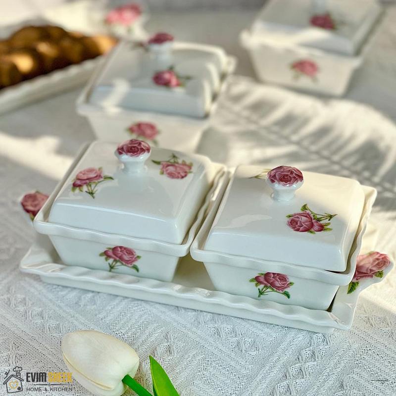 ست قندان و سینی گلسرخ