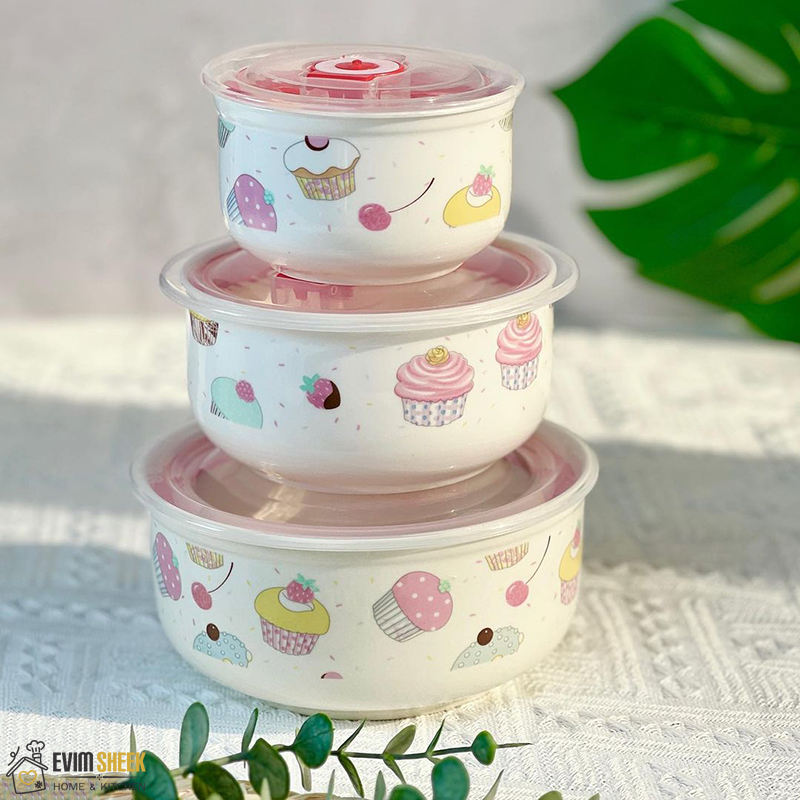 ظرف فریزری 3 تکه سرامیکی سوپاپ دار