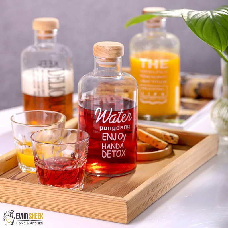 بطری آب چاپدار درب چوبی