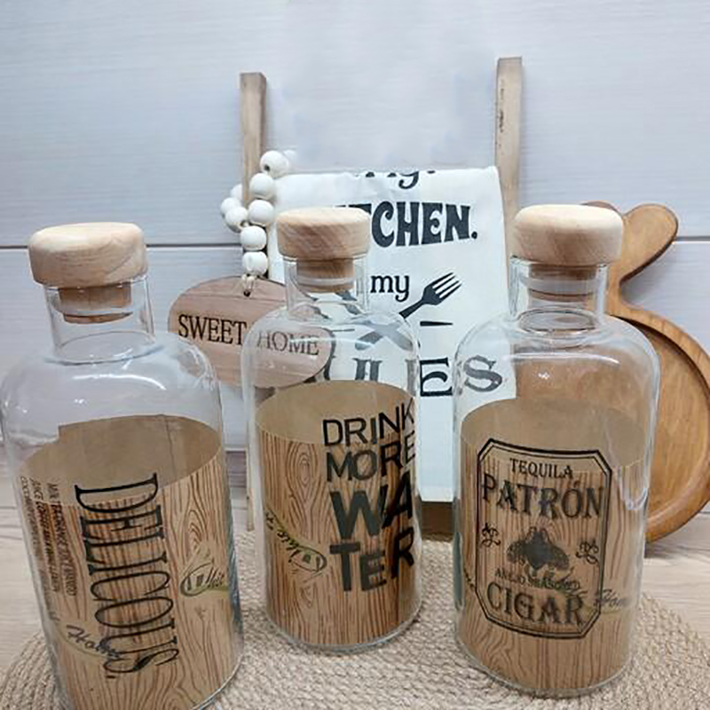 بطری آب چاپدار درب چوبی