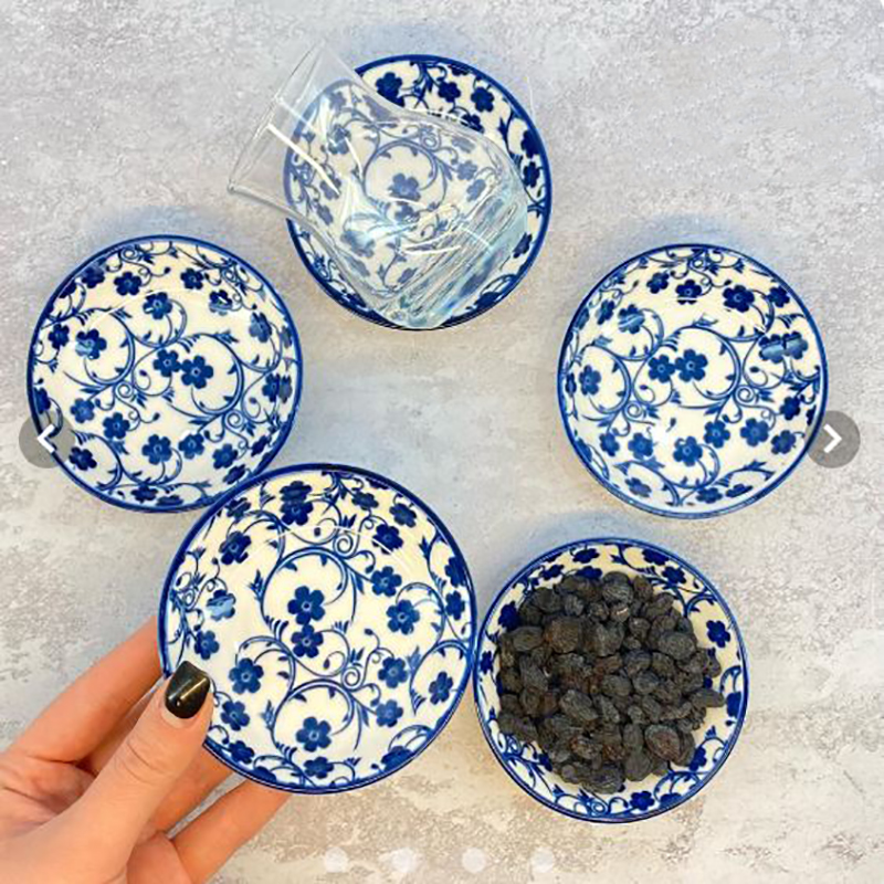 مزه خوری و نعلبکی کوچک گل ابی