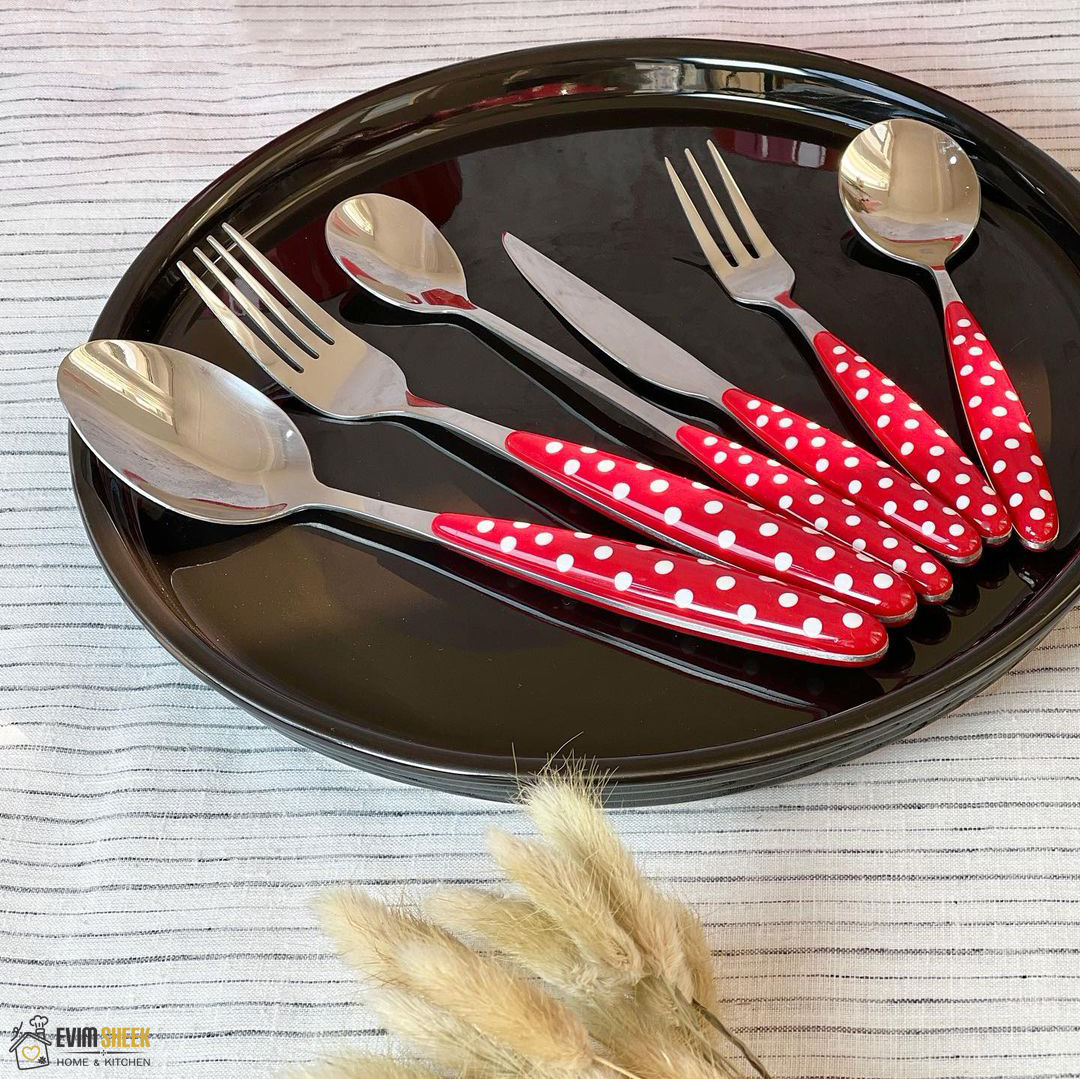 چنگال میوه خوری دسته خالدار