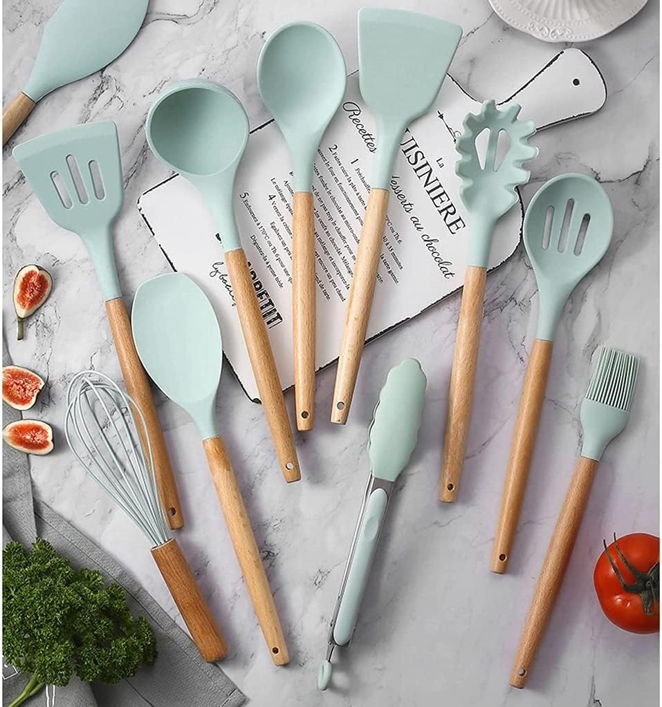 ست کفگیر و ملاقه و ابزار آشپزخانه سلیکونی 12تیکه