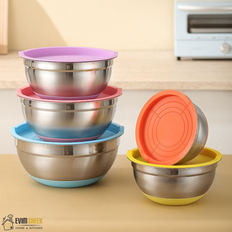 لگن آشپزخانه استیل مجموعه 5 عددی یونیک