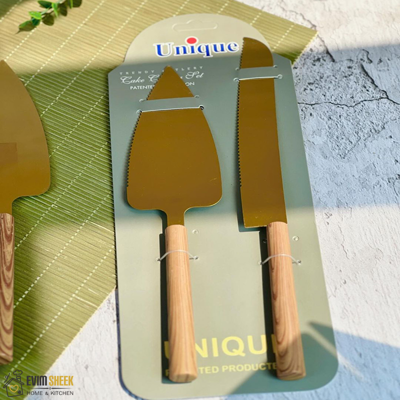 ست کارد و کفگیر دسته چوبی