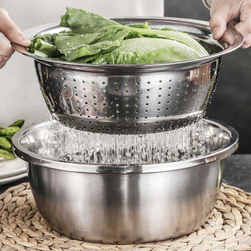 ست لگن آبکش رنده دار استیل