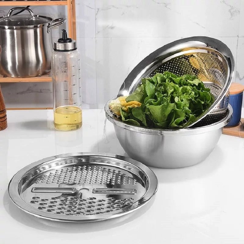 ست لگن آبکش رنده دار استیل