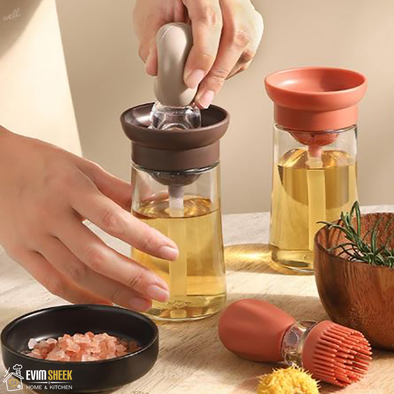 بطری روغن و فرچه سیلیکونی