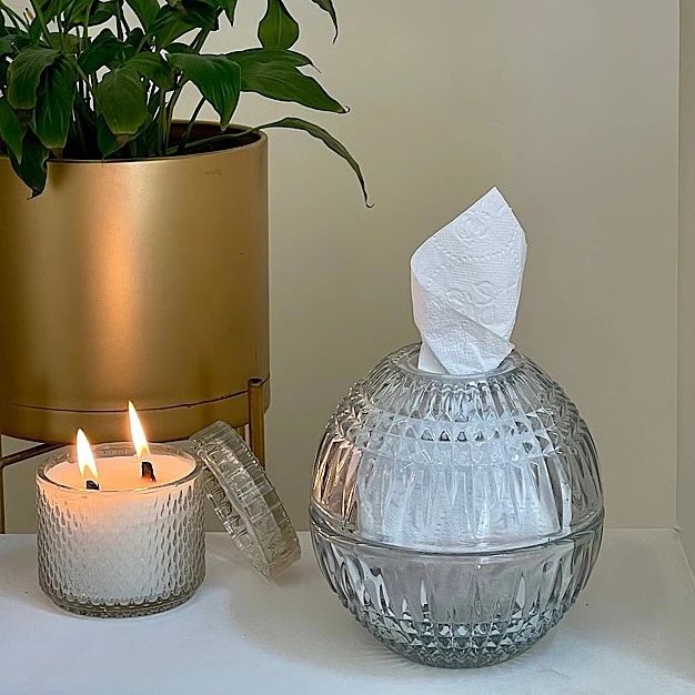 جا دستمال بلوری مدل گرد