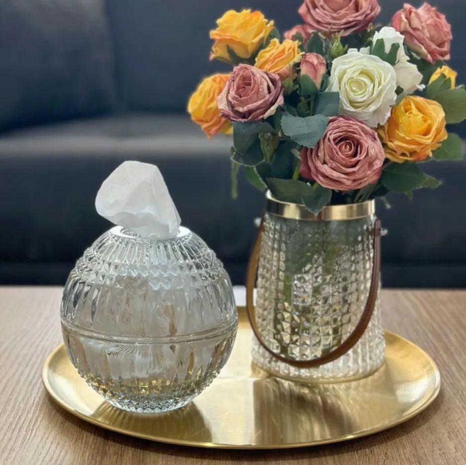 جا دستمال بلوری مدل گرد