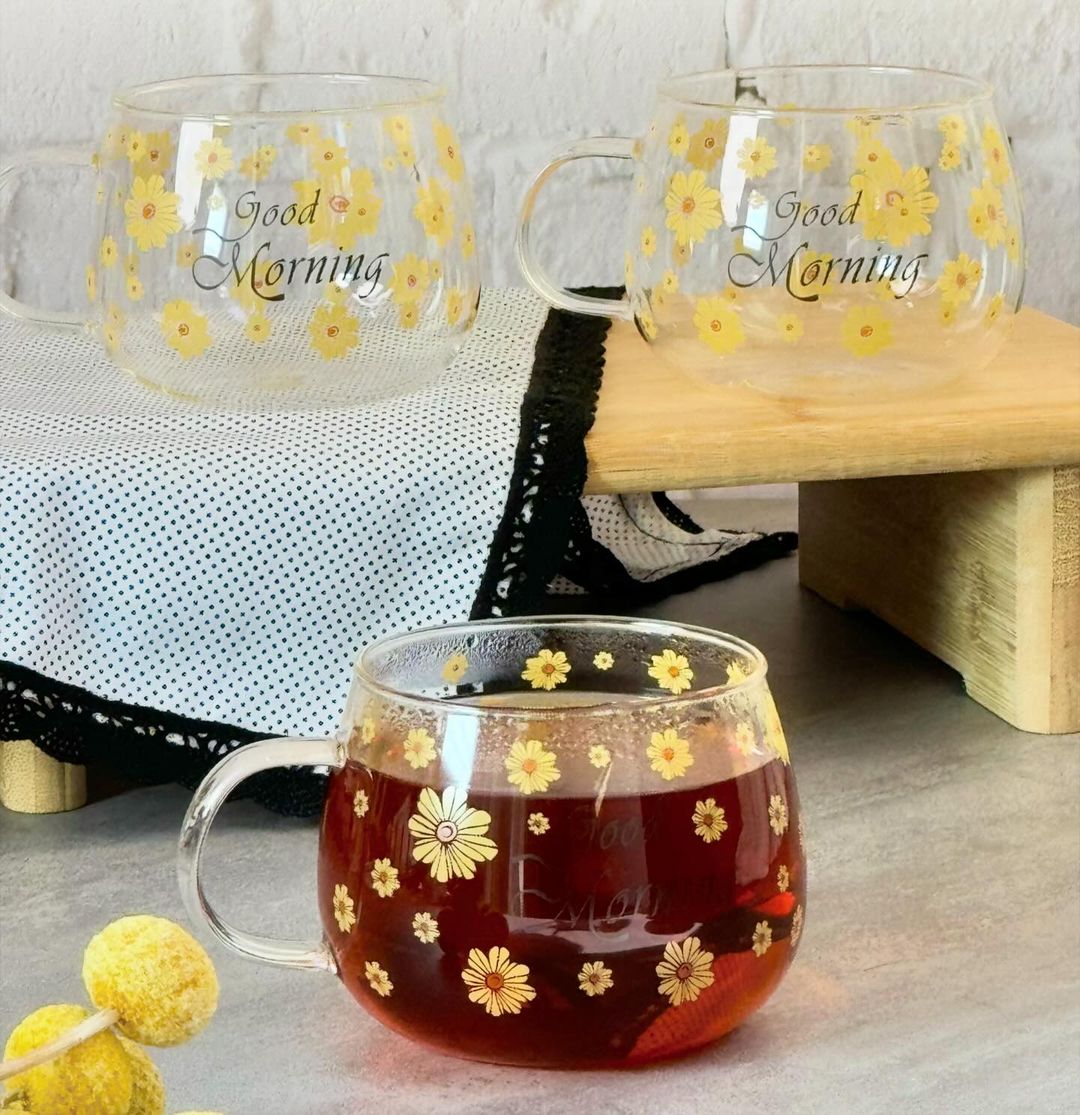 لیوان پیرکس مدل بابونه