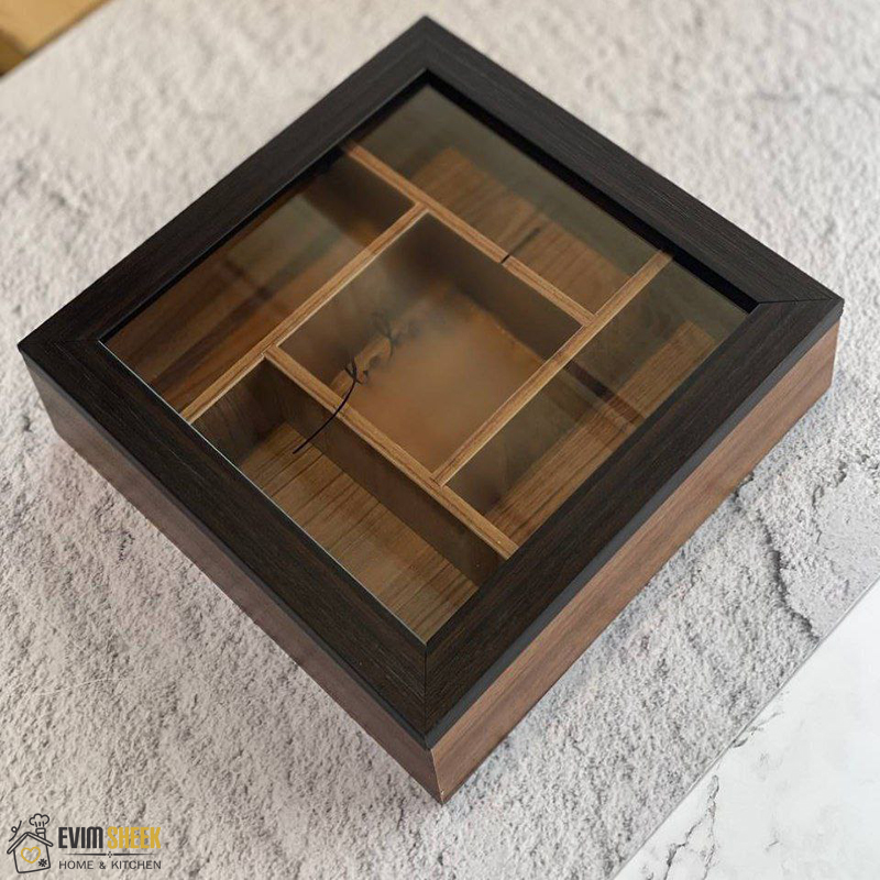 جعبه تی‌بگ چوبی 5 خانه