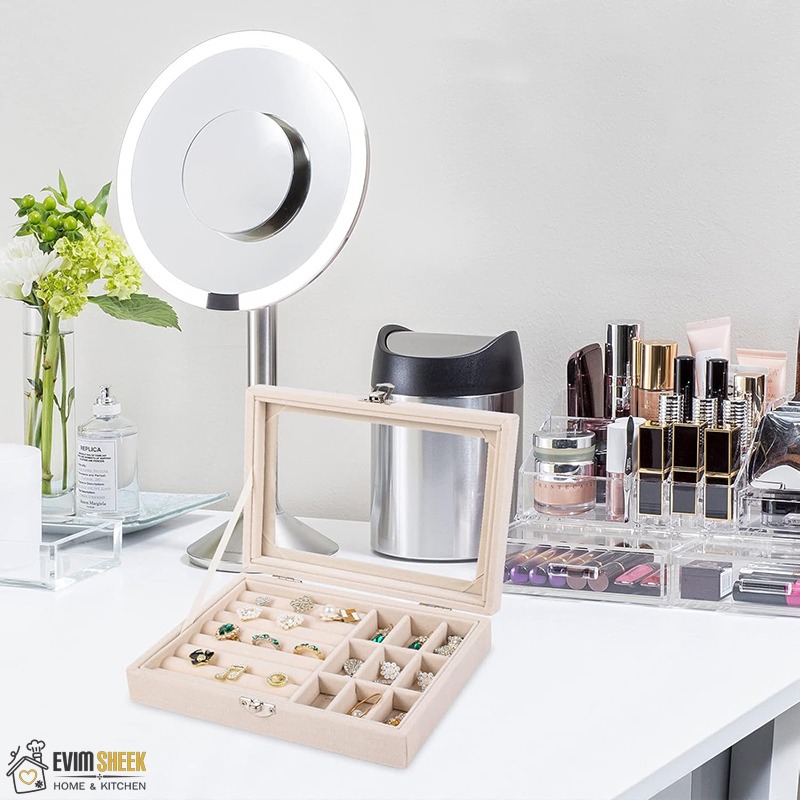 جعبه جواهر مخملی درب شیشه ای