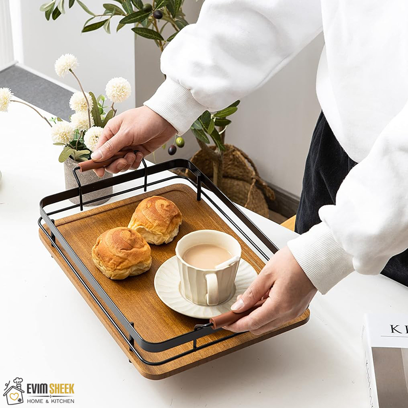 سینی فلزی کف چوبی