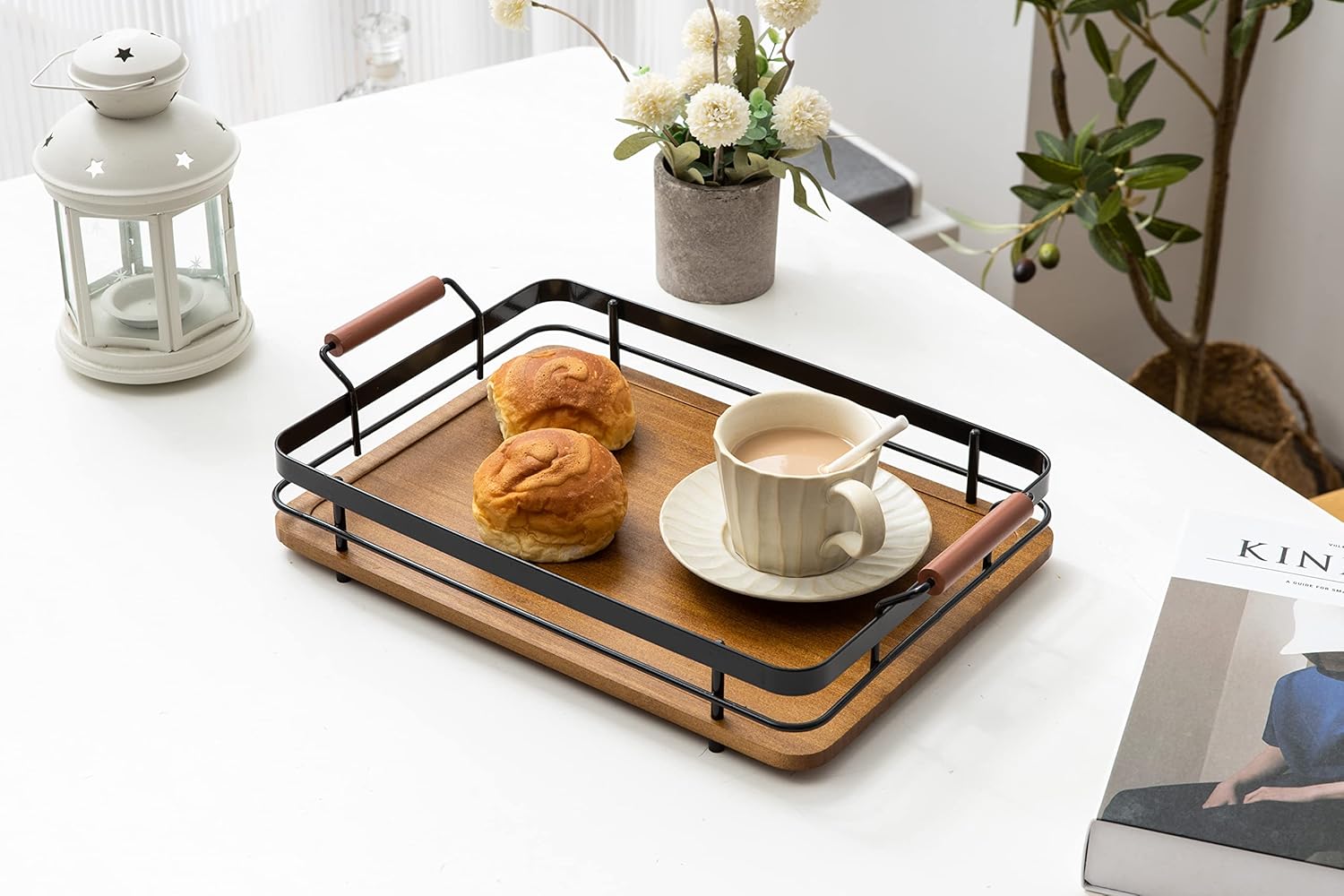 سینی فلزی کف چوبی