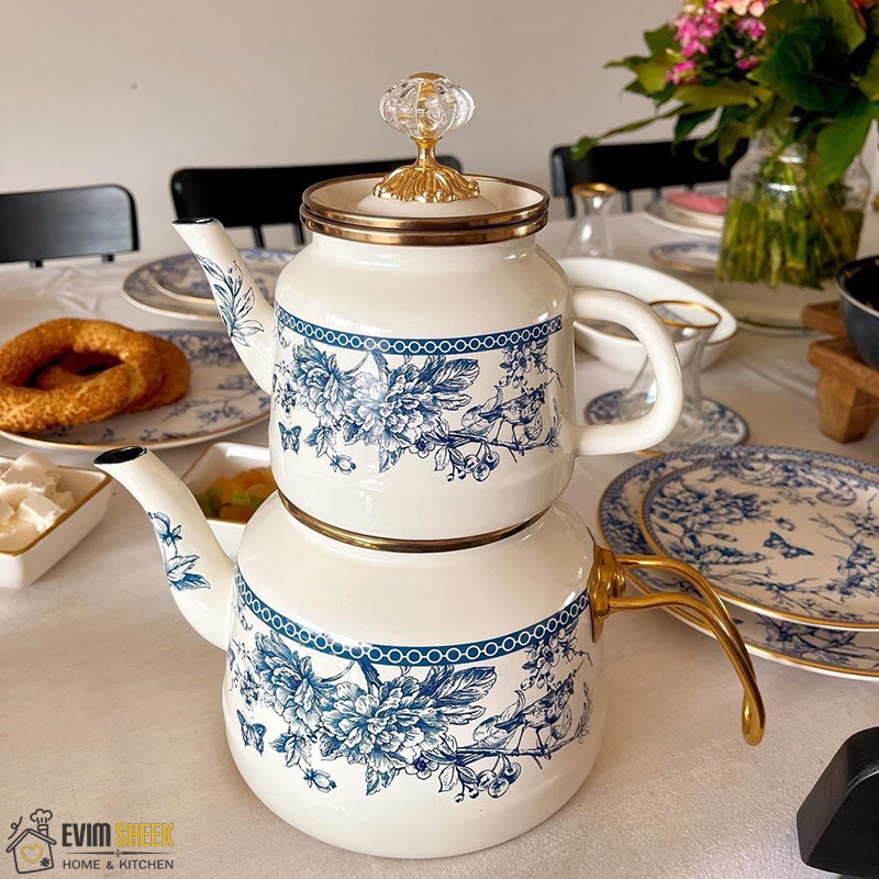 کتری و قوری گل آبی