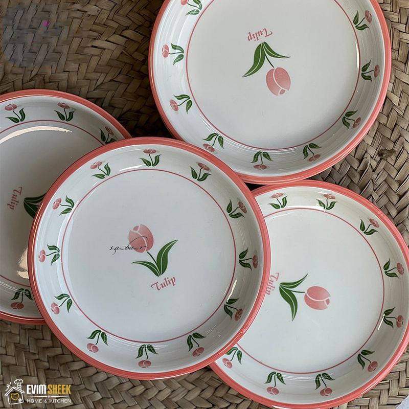 بشقاب پرسلین طرح لاله