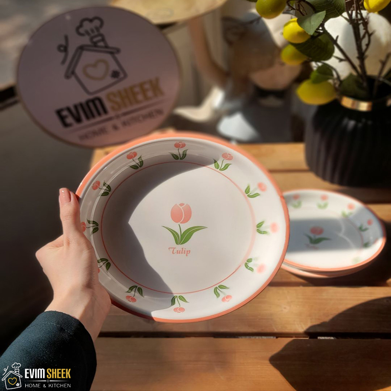 بشقاب پرسلین طرح لاله