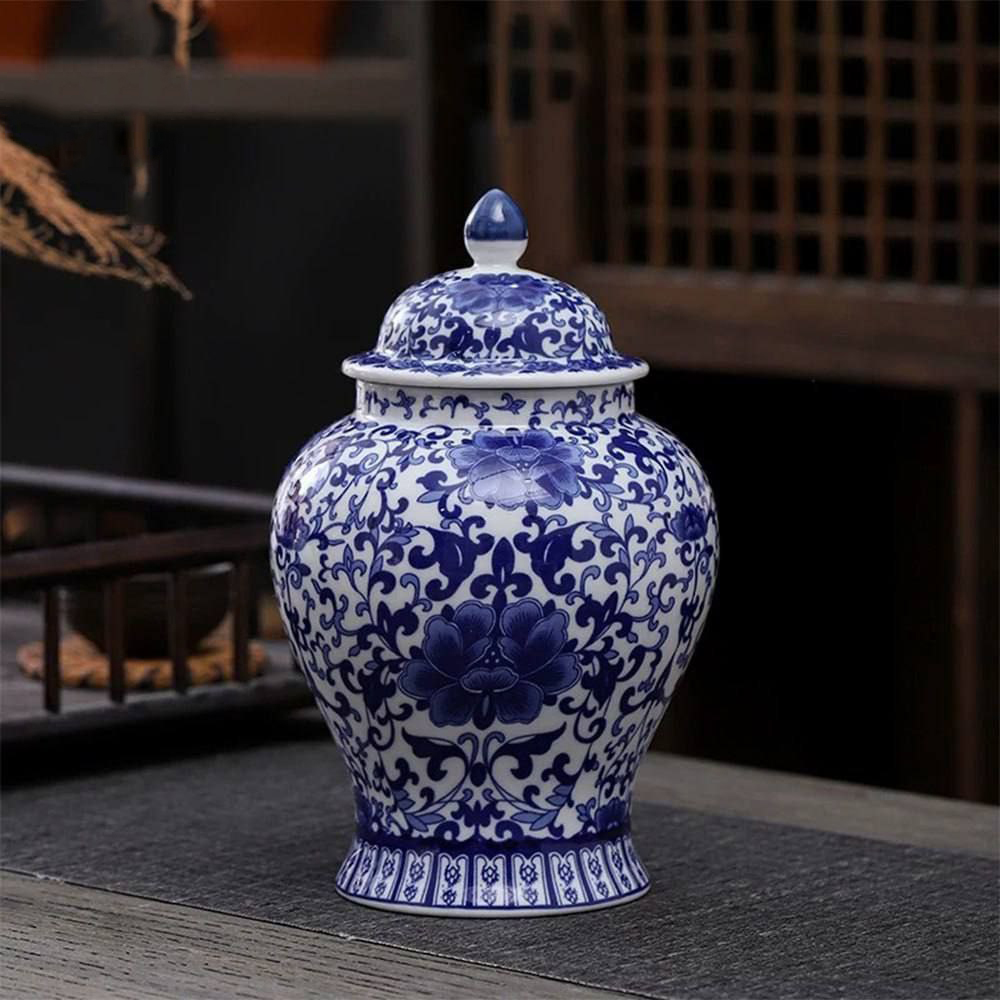 بانکه سرامیکی طرح گل آبی