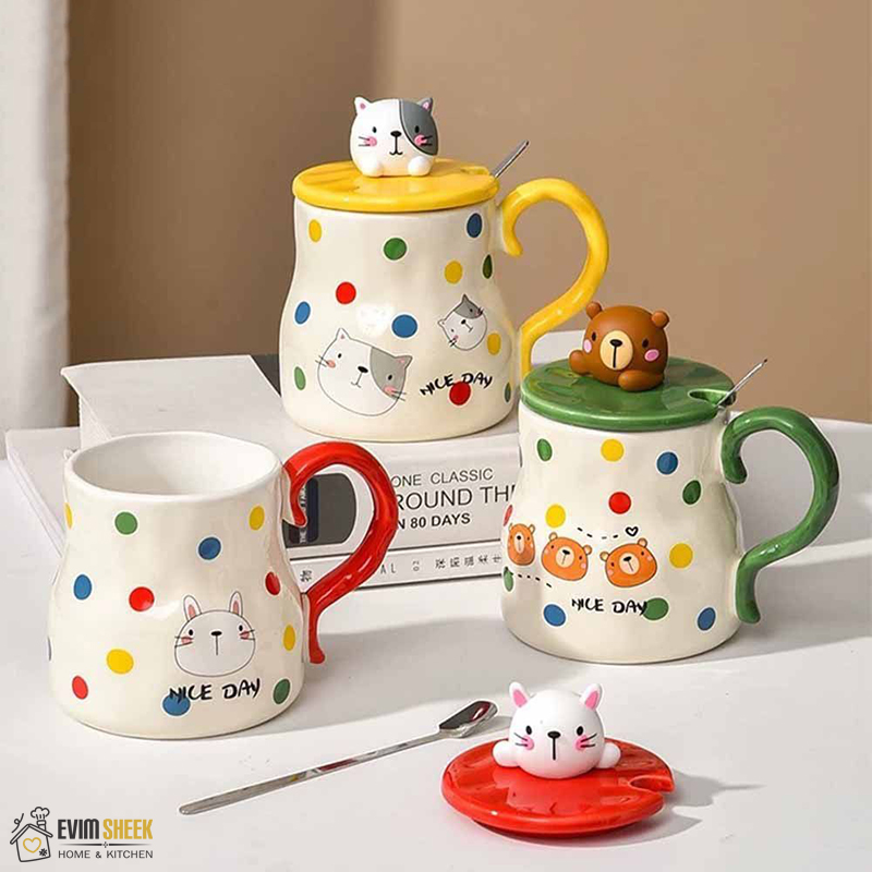 ماگ فانتزی قاشق دار مدل حیوانات