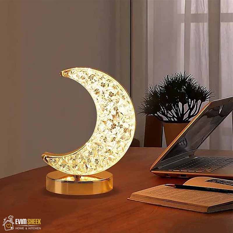 چراغ خواب کریستالی لمسی طرح ماه
