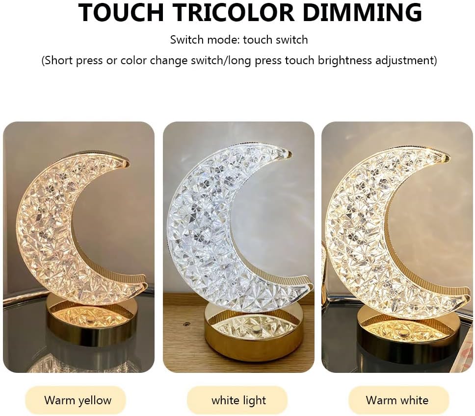 چراغ خواب کریستالی لمسی طرح ماه