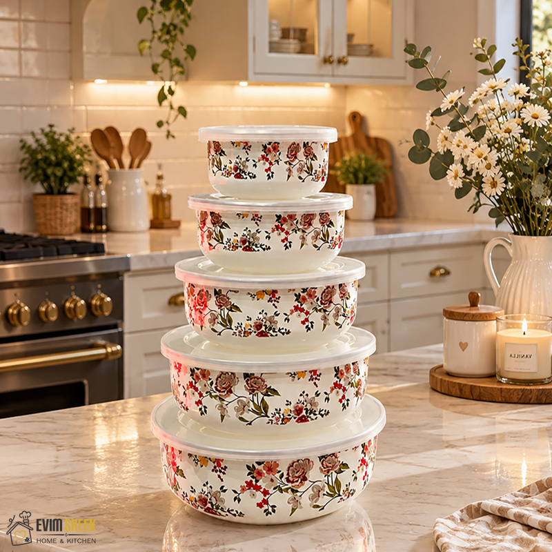 ظرف نگهدارنده لعابی ۵ عددی
