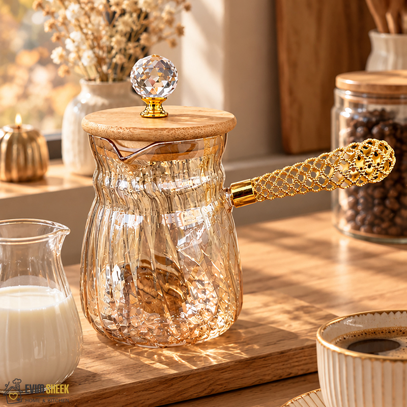 شیرجوش پیرکس ۴۰۰ میلی‌لیتری با درب بامبو